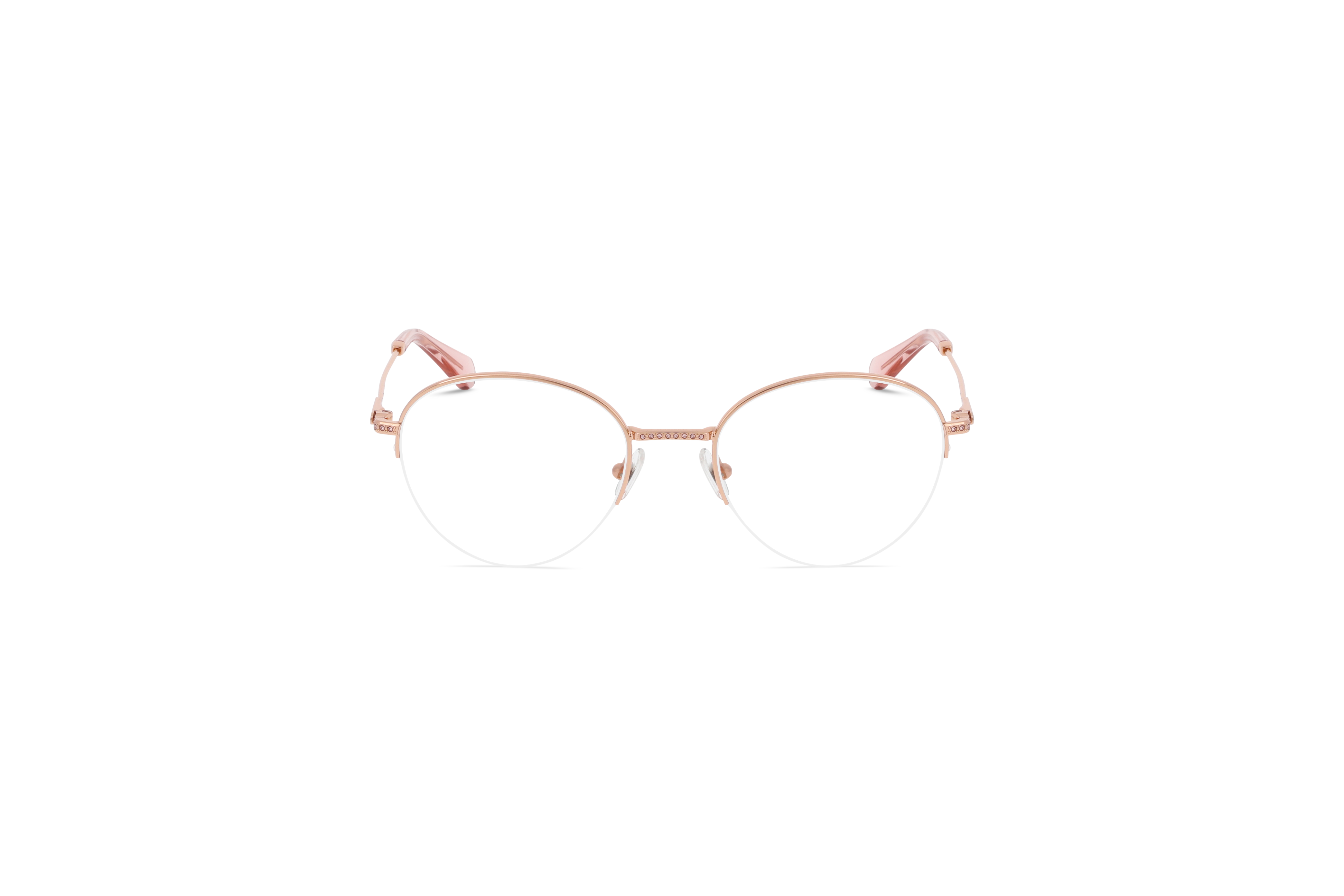 Die Brille Swarovski SK1004 in Gold auf weißem Hintergrund in Frontalansicht.