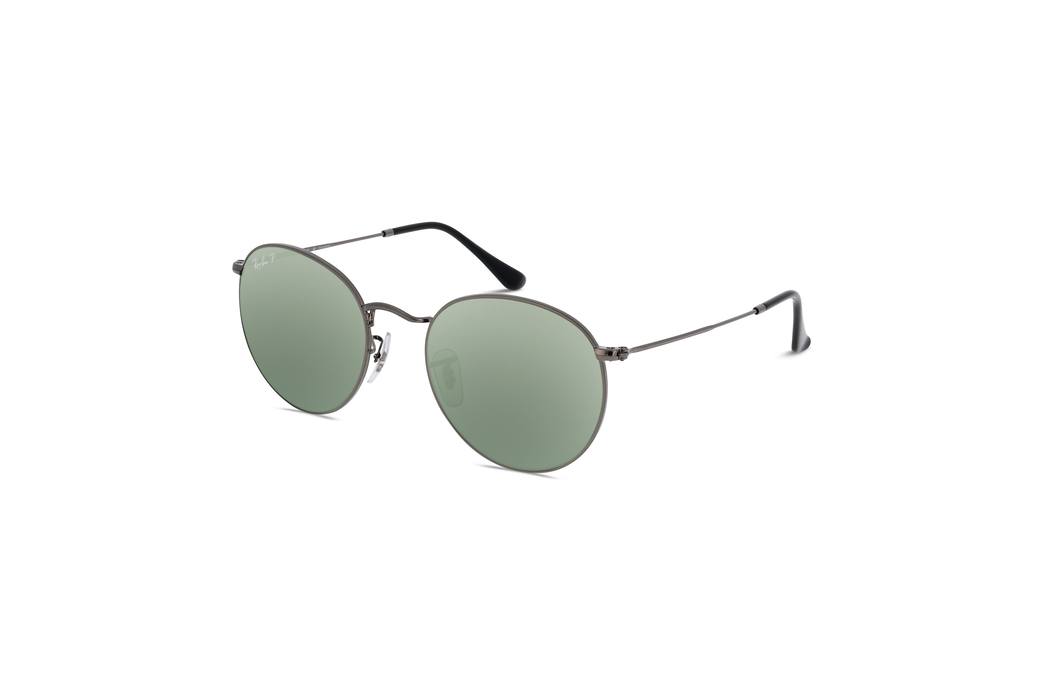 45° Ansicht der Sonnenbrille Ray-Ban RB3447 in Metallisch auf weißem Hintergrund.