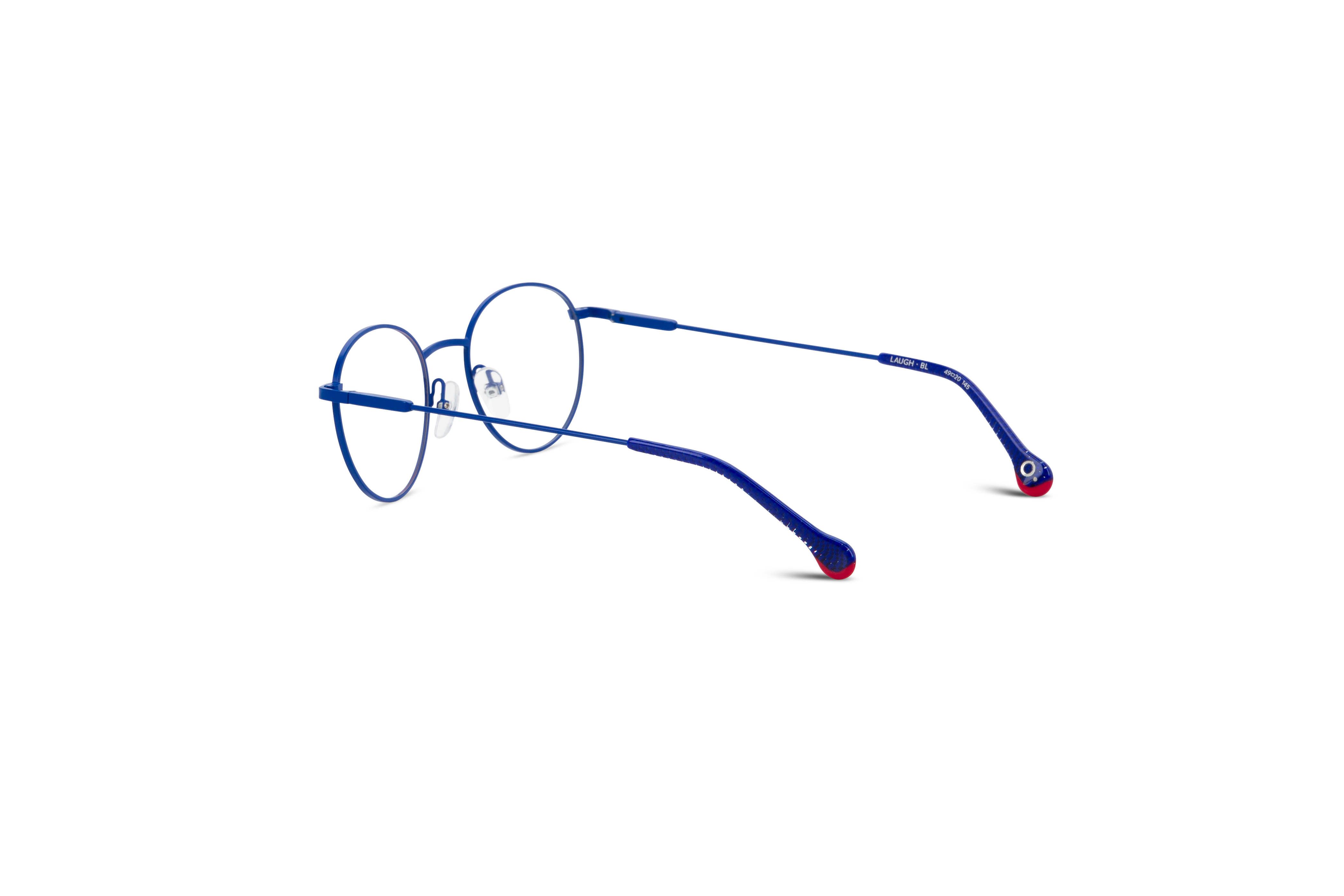 Die Brille Etnia Barcelona LAUGH in Blau mit Innenansicht.