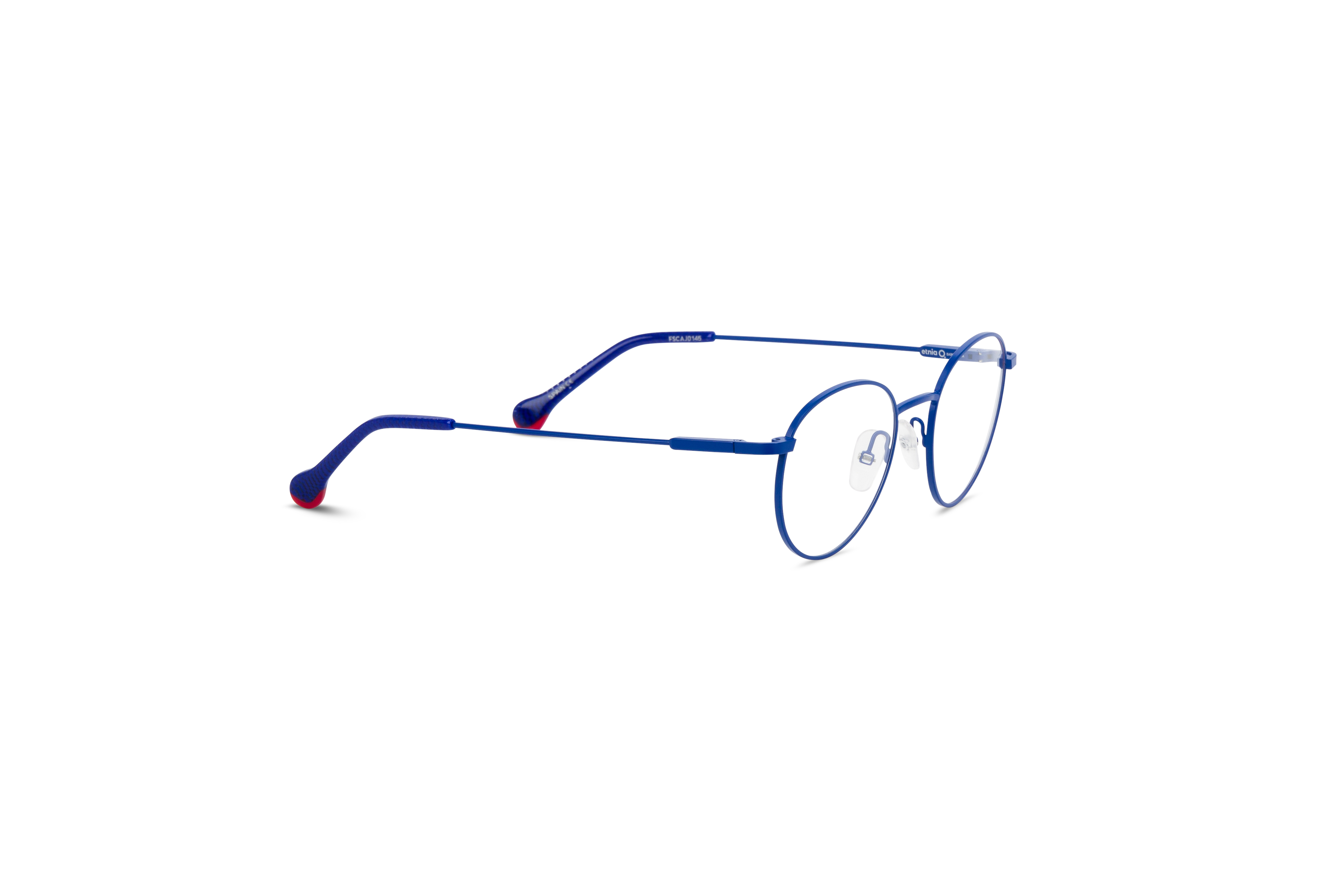 Die Brille Etnia Barcelona LAUGH in Blau mit Seitenansicht.