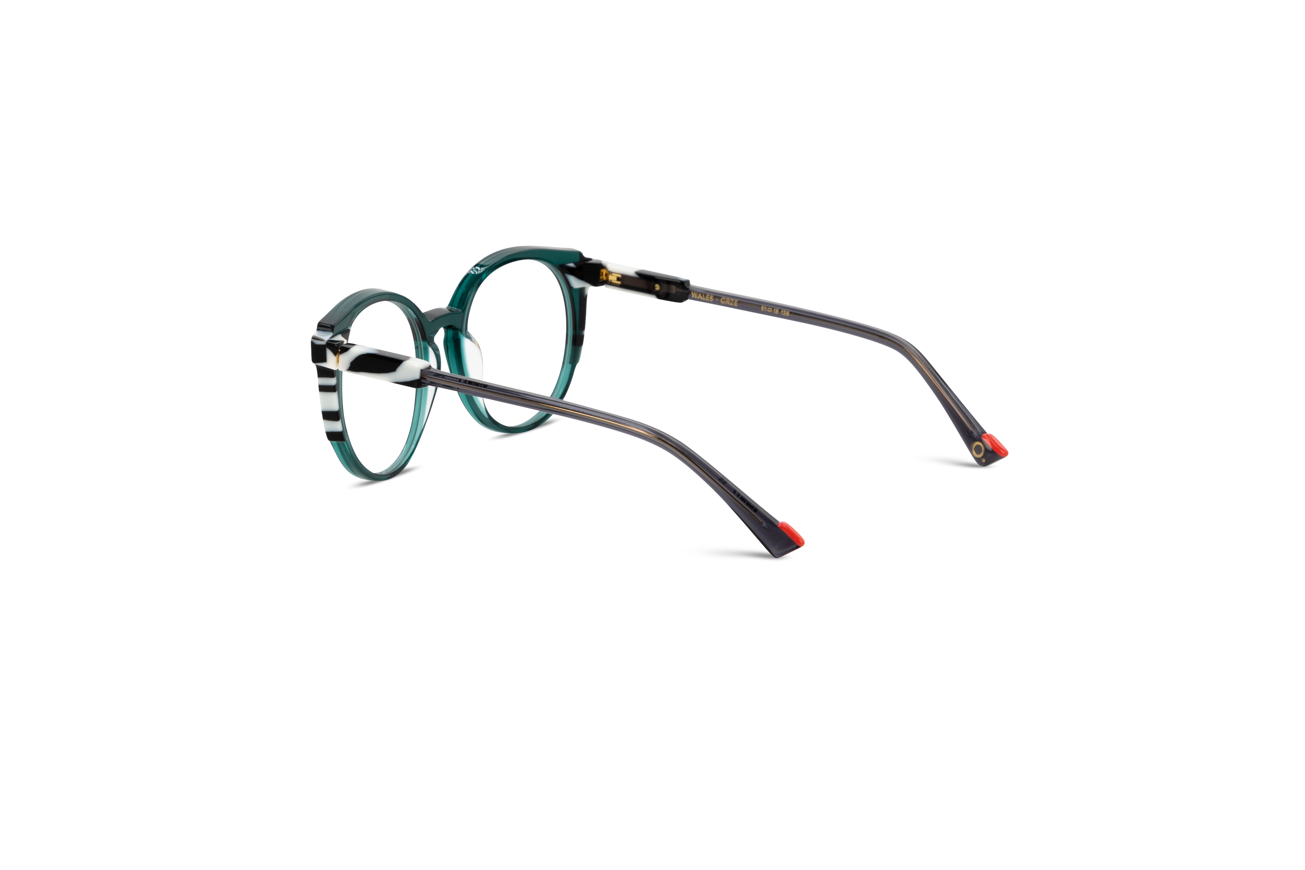 Die Brille Etnia Barcelona WALES in Türkis mit Innenansicht.