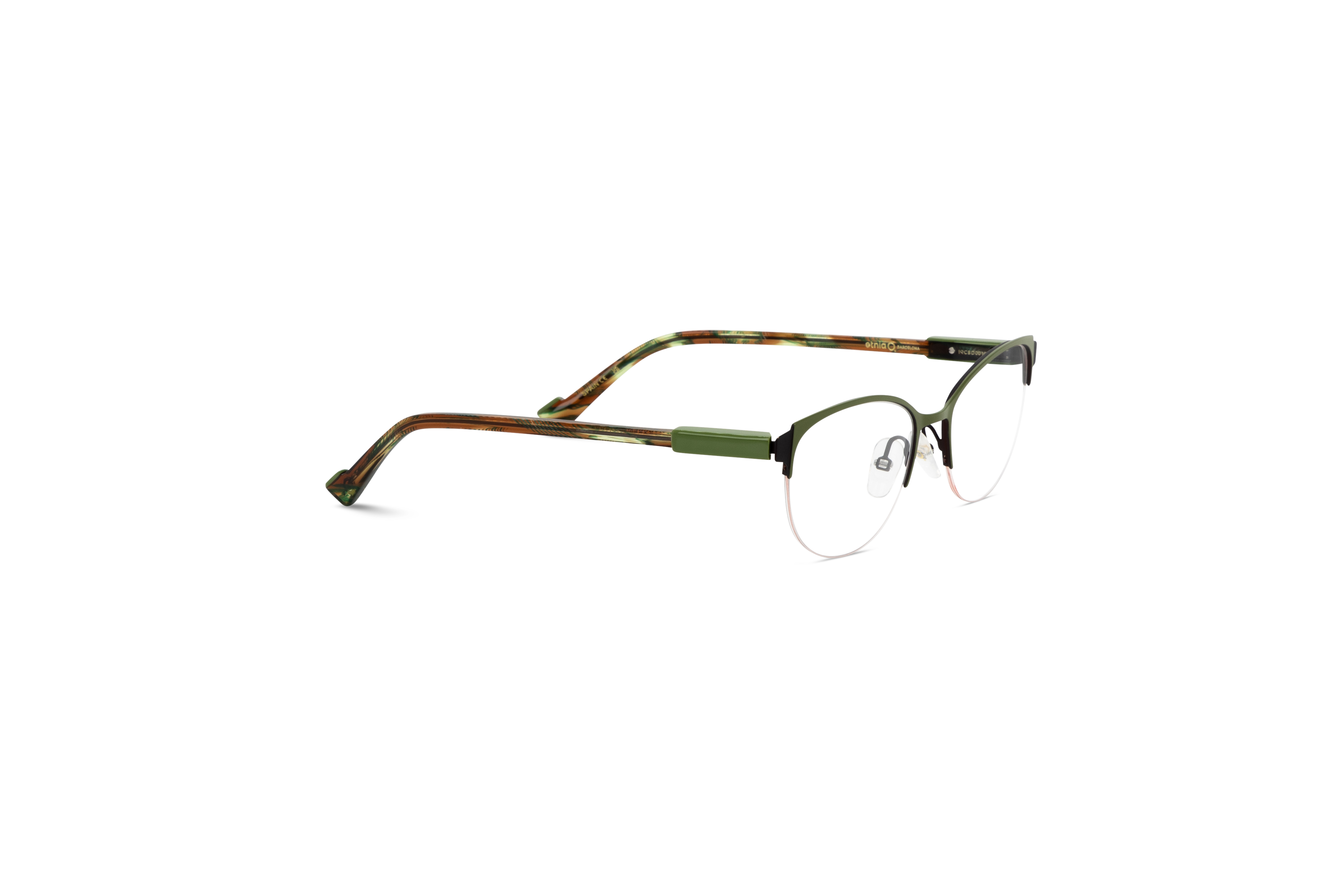 Die Brille Etnia Barcelona MARGRETHE in Grün mit Seitenansicht.