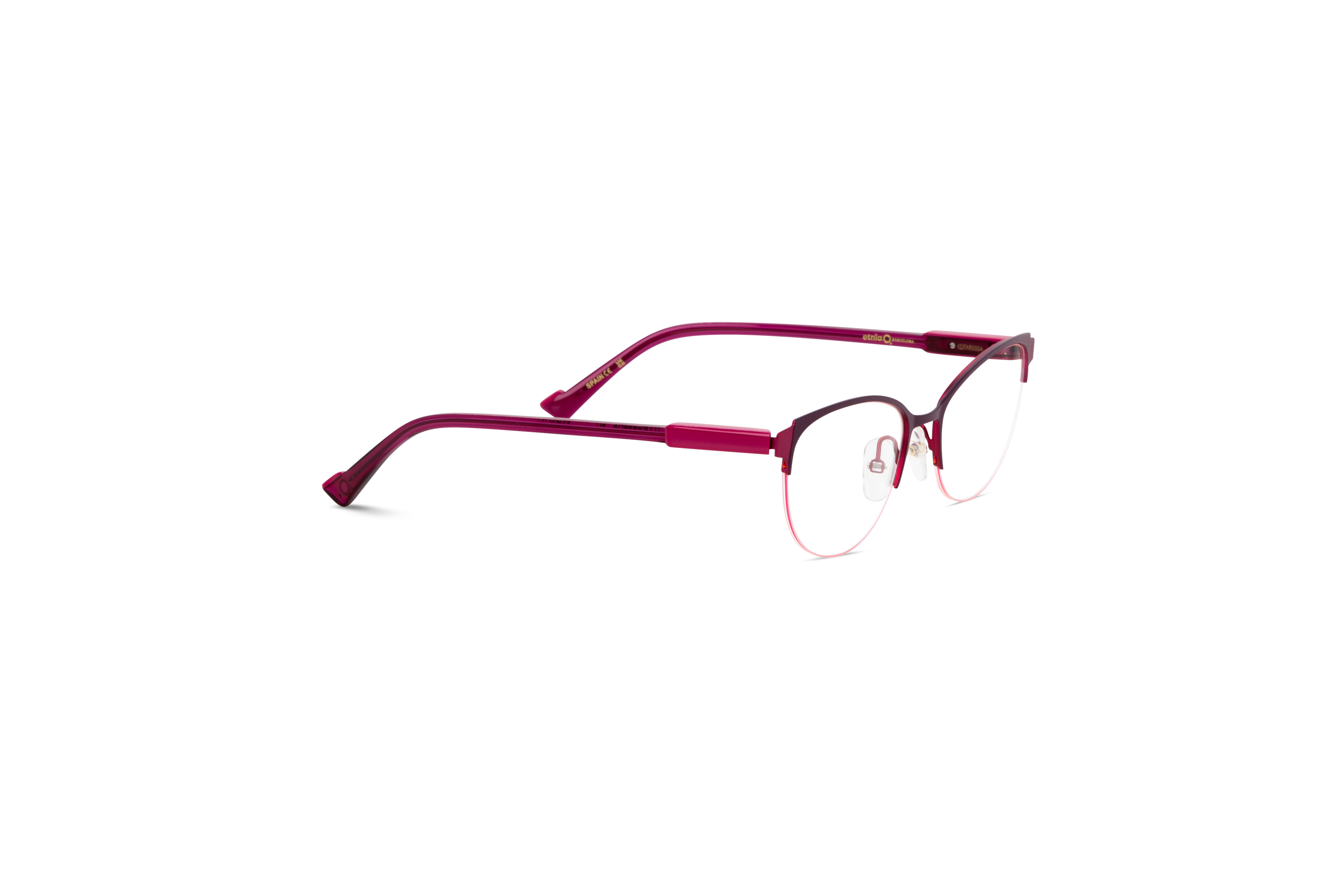 Die Brille Etnia Barcelona MARGRETHE in Pink mit Seitenansicht.