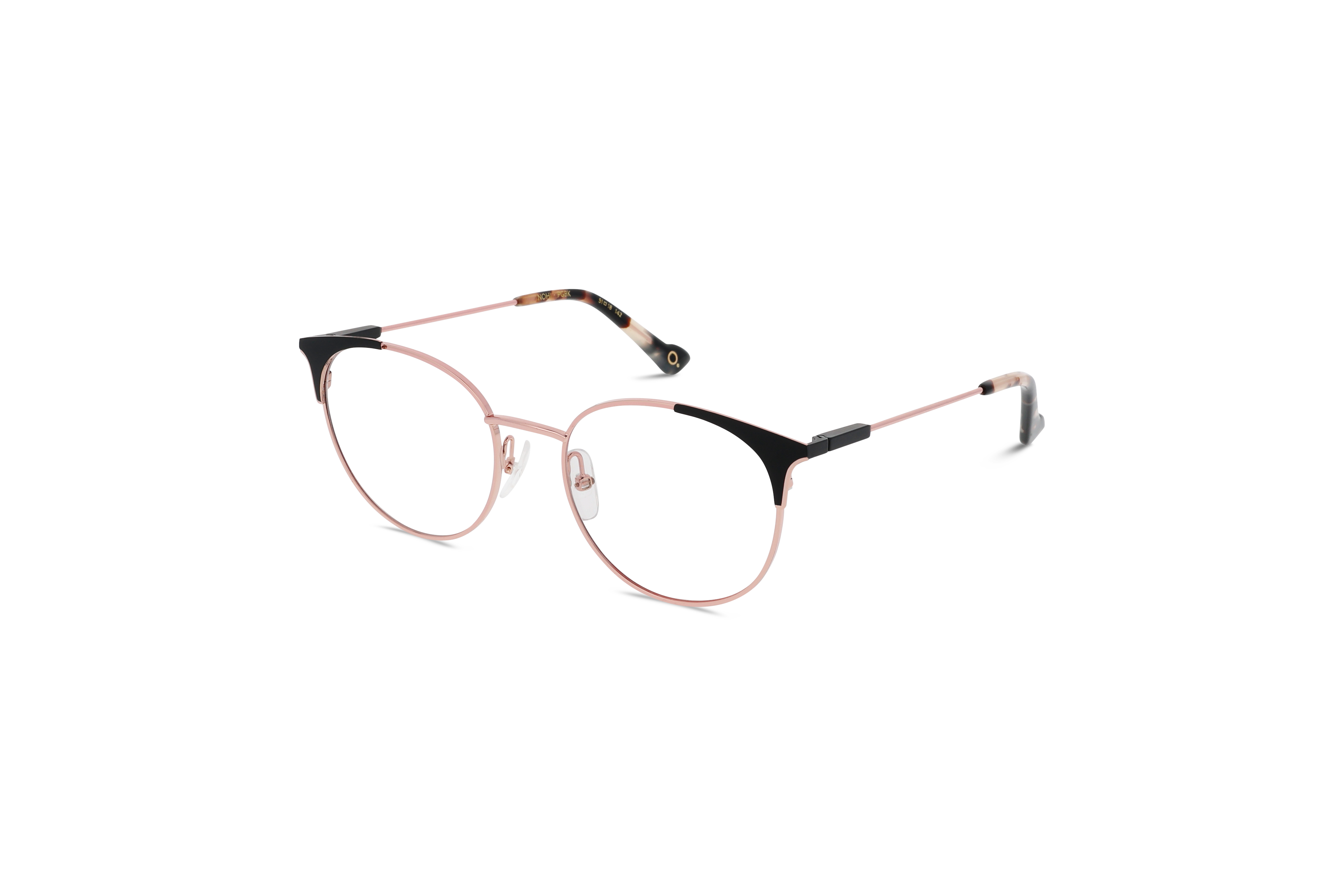 45° Ansicht der Brille Etnia Barcelona NOHI in Gold auf weißem Hintergrund.