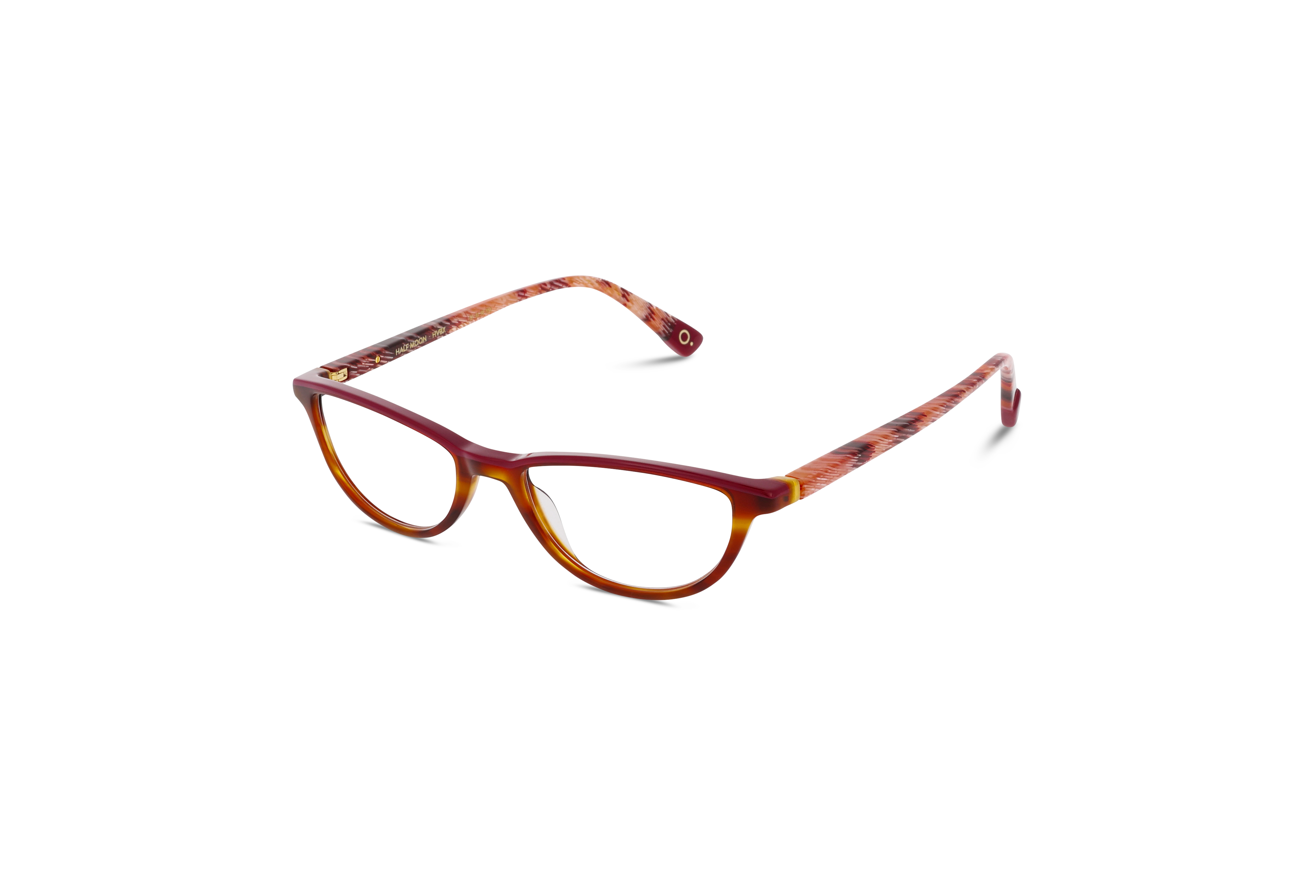 45° Ansicht der Brille Etnia Barcelona HALF MOON in Havanna auf weißem Hintergrund.