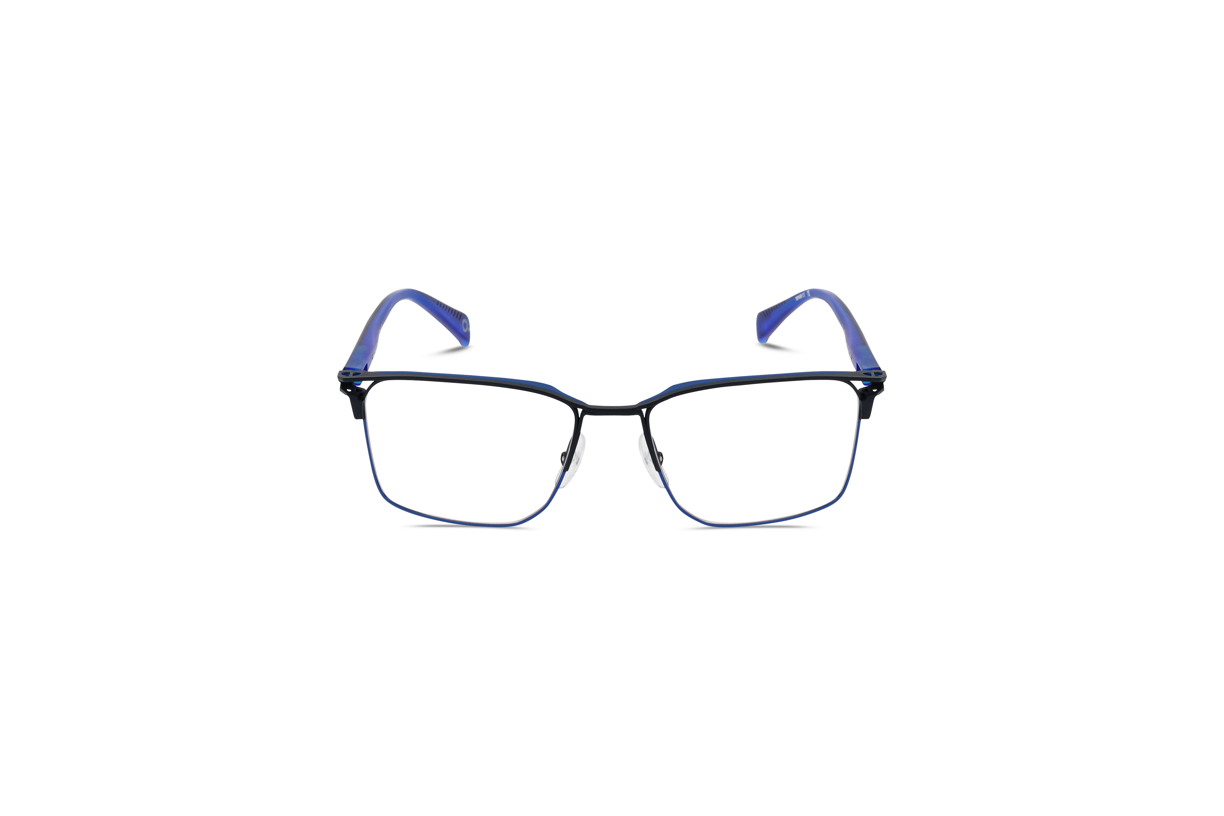 Die Brille Etnia Barcelona ETNIA Barcelona MONTMELO in Blau auf weißem Hintergrund in Frontalansicht.