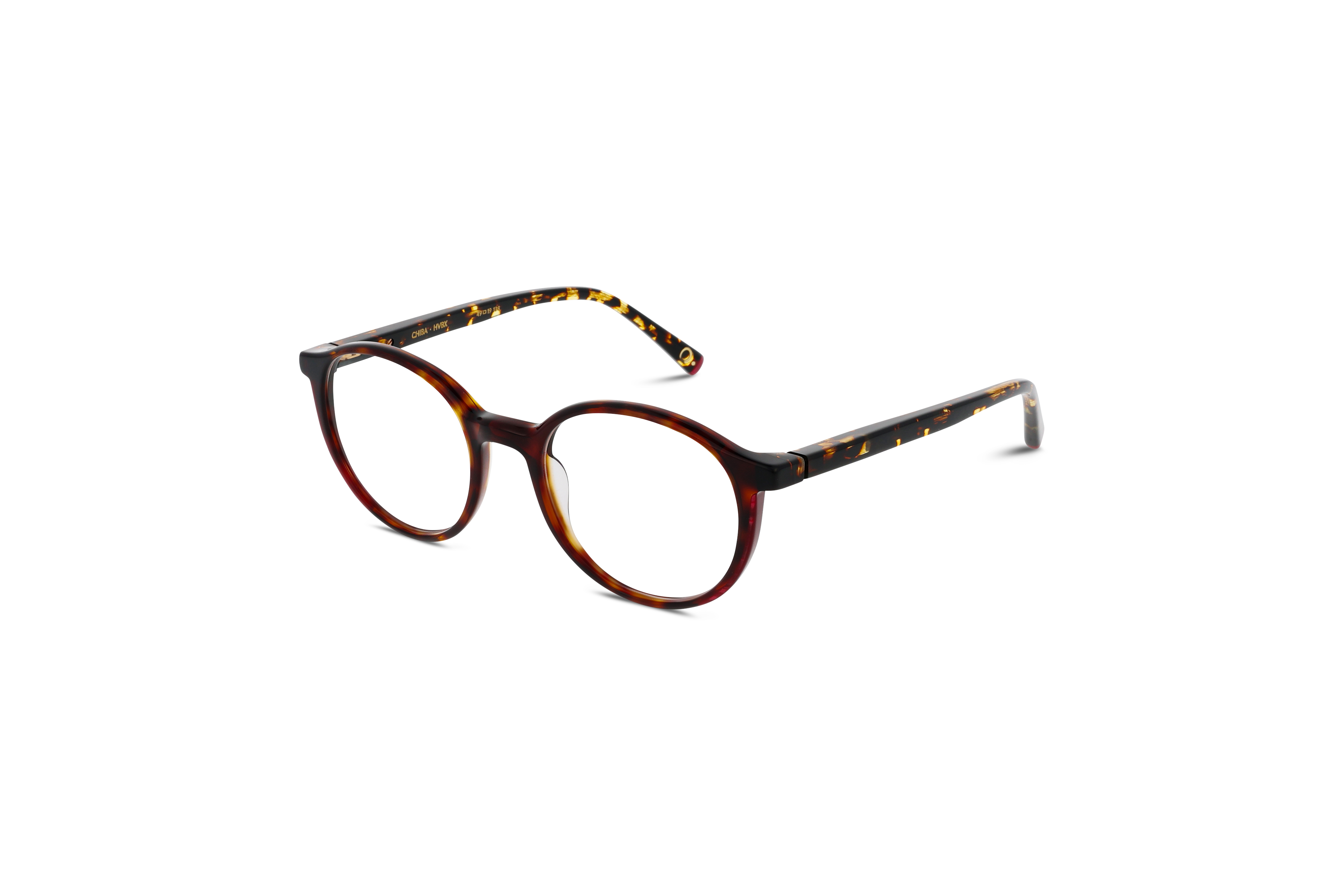 45° Ansicht der Brille Etnia Barcelona CHIBA in Havanna auf weißem Hintergrund.