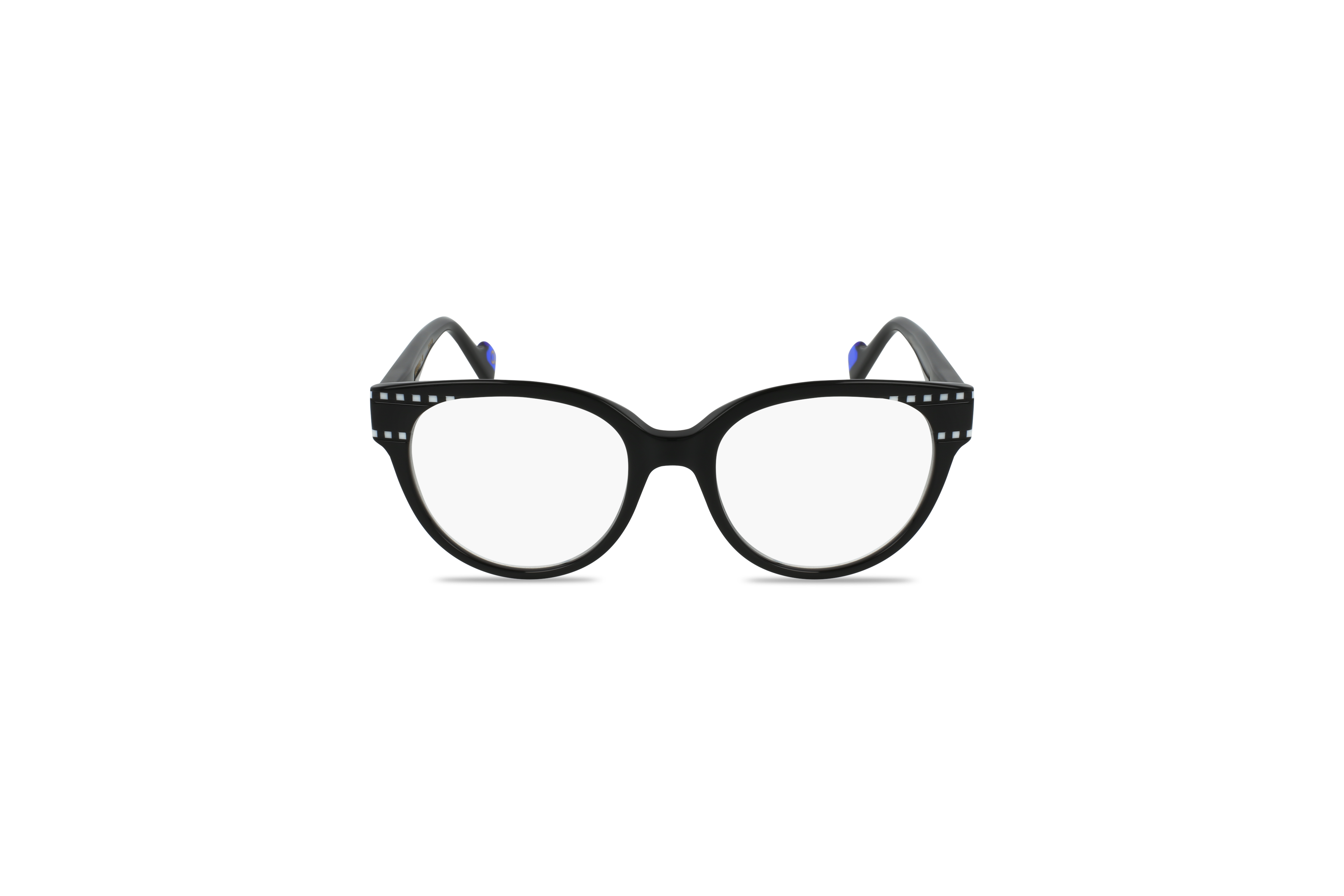 Die Brille Etnia Barcelona MIXURA NO3 in Schwarz auf weißem Hintergrund in Frontalansicht.