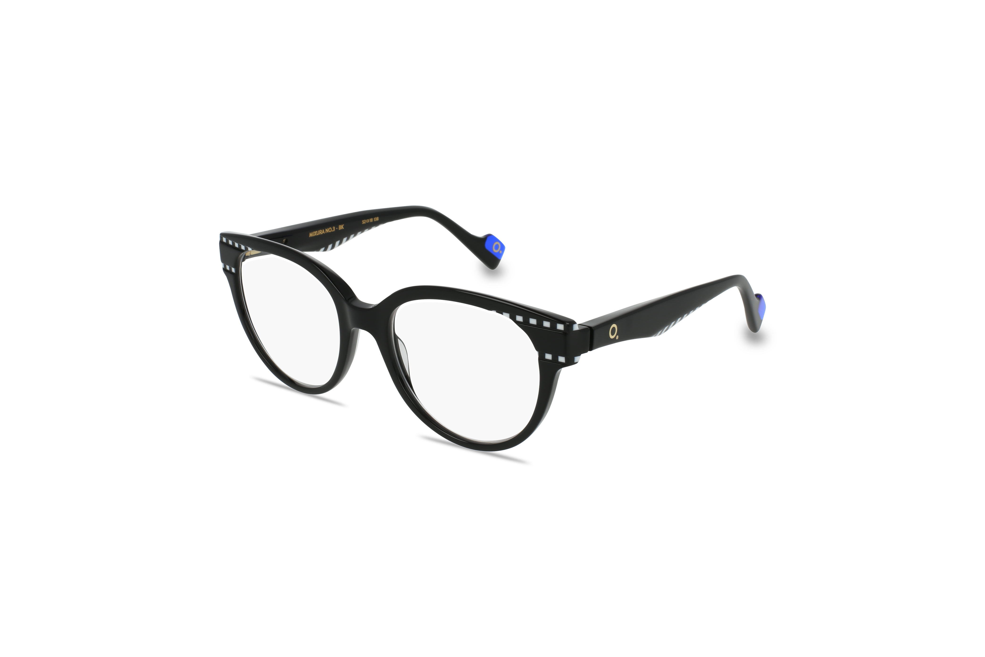 45° Ansicht der Brille Etnia Barcelona MIXURA NO3 in Schwarz auf weißem Hintergrund.