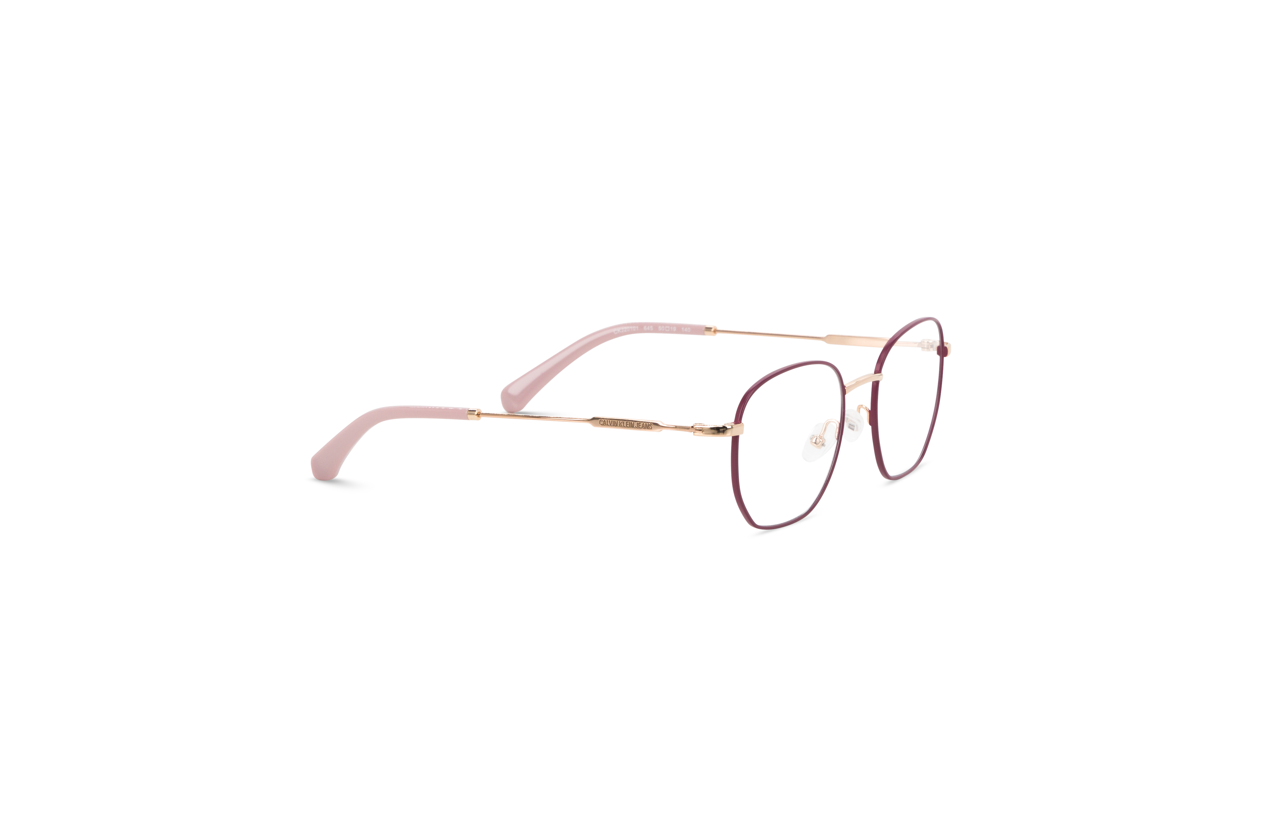 Die Brille Calvin Klein Jeans CKJ20101 in Pink mit Seitenansicht.