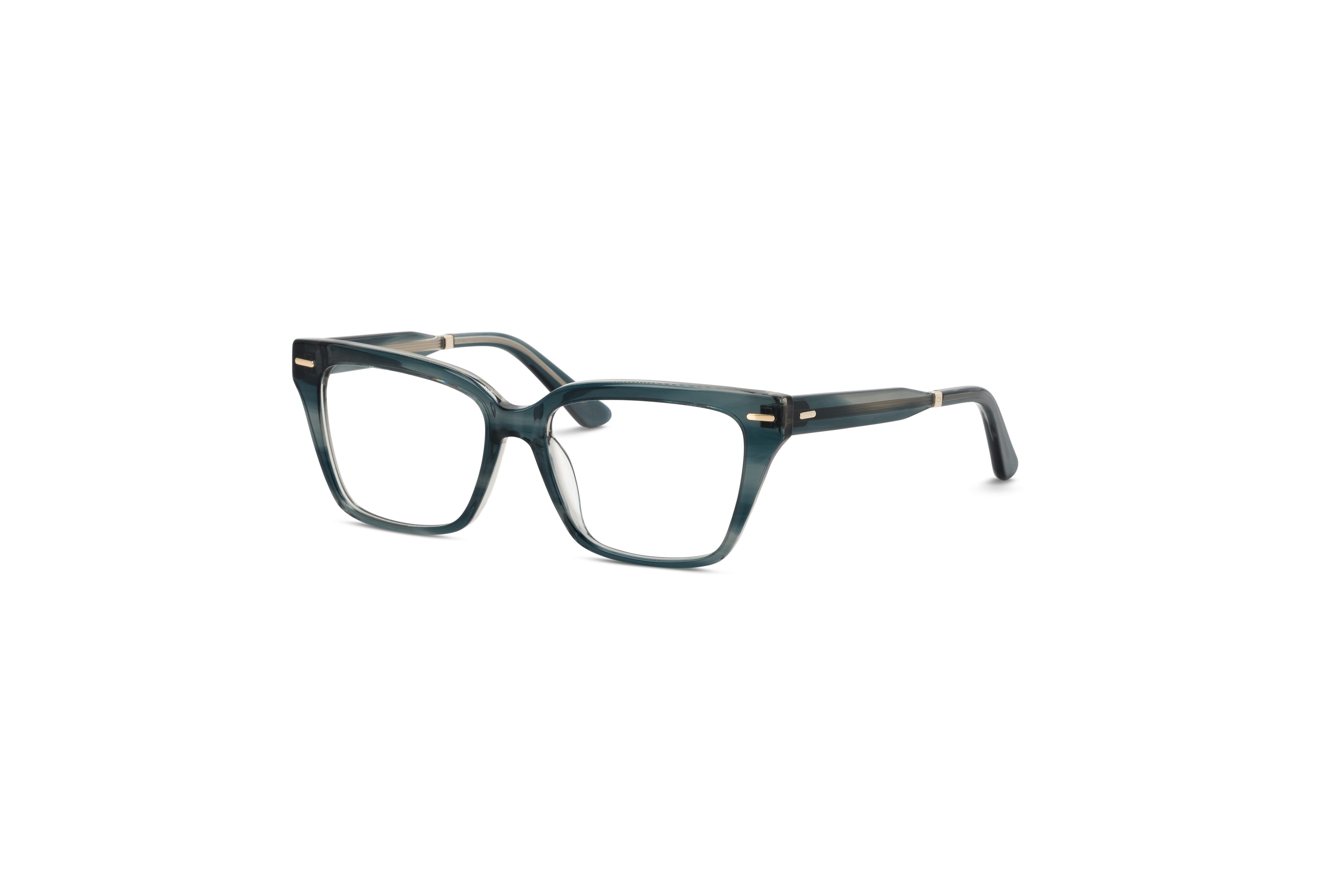 45° Ansicht der Brille Calvin Klein CK22539 in Türkis auf weißem Hintergrund.