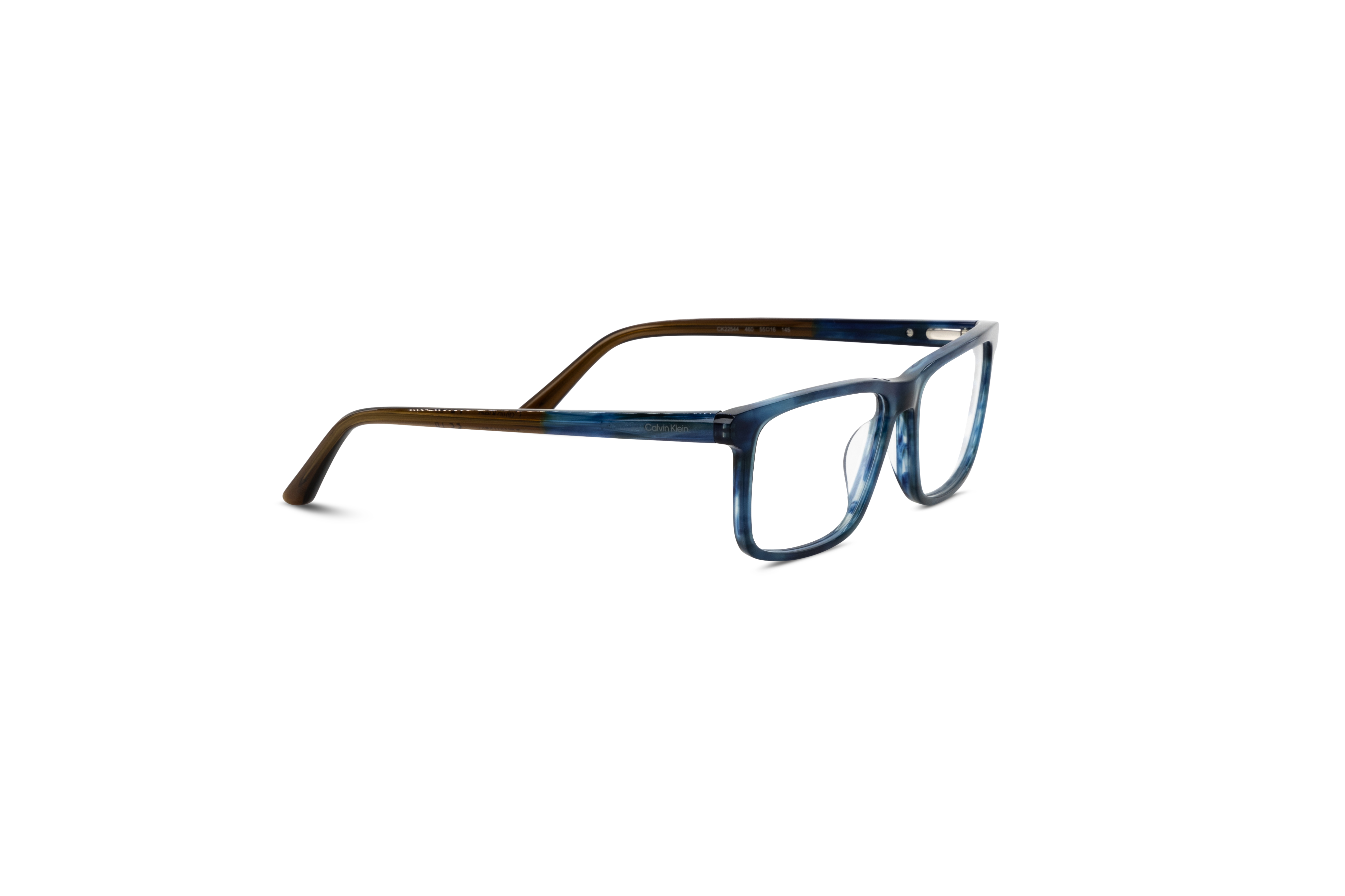 Die Brille Calvin Klein CK22544 in Blau mit Seitenansicht.