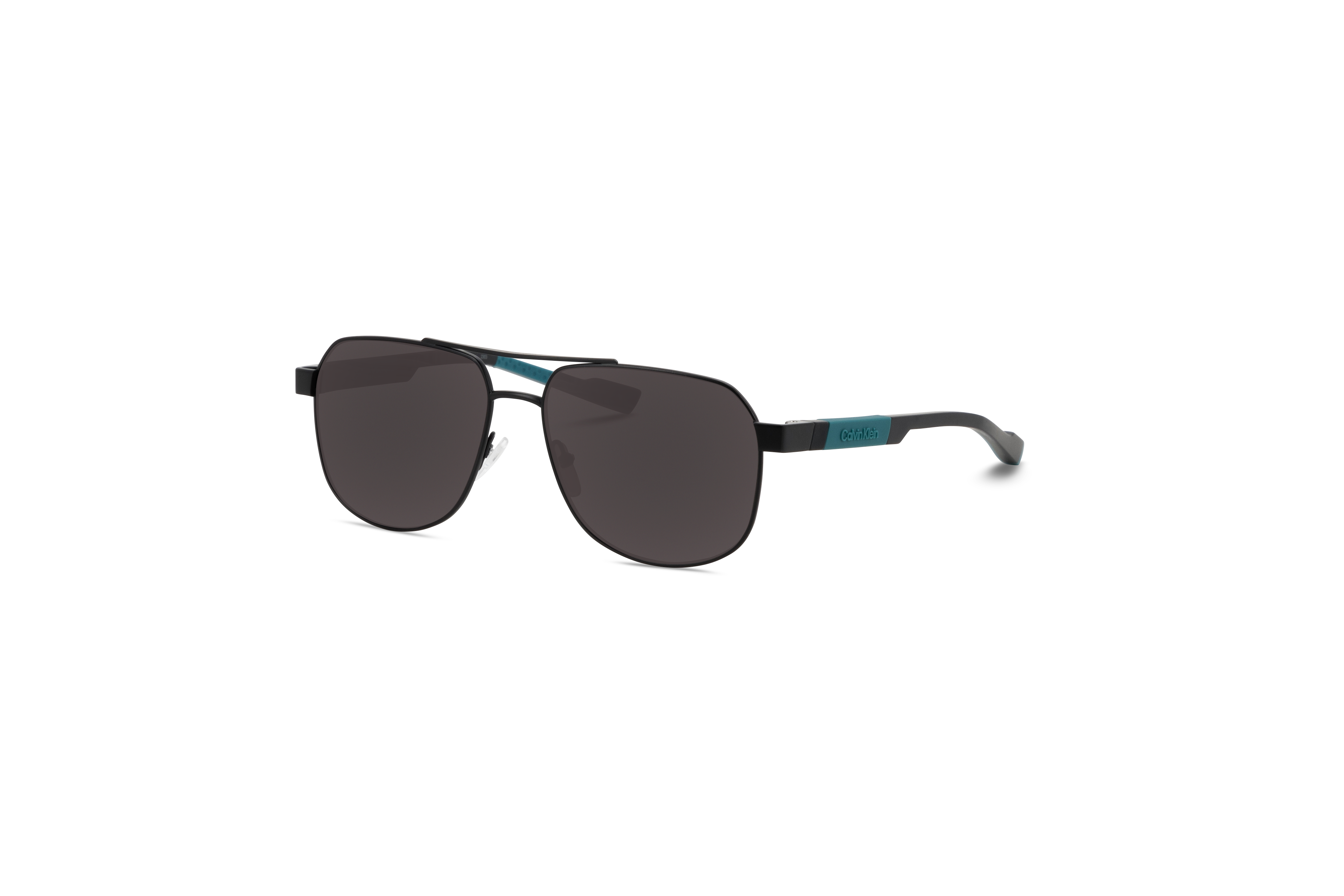 45° Ansicht der Sonnenbrille Calvin Klein CK23103S in Grau auf weißem Hintergrund.