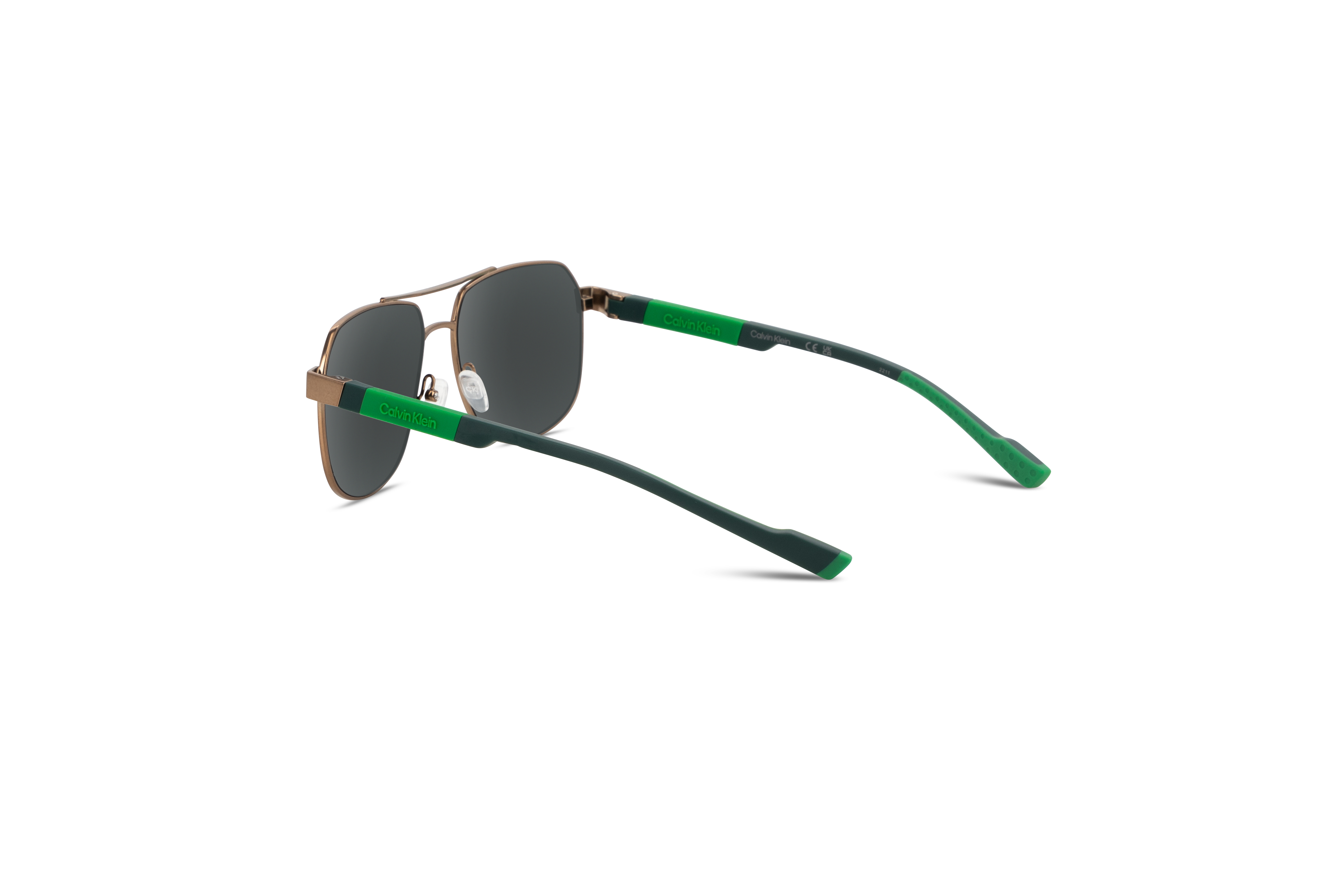 Die Sonnenbrille Calvin Klein CK23103S in Gold mit Innenansicht.