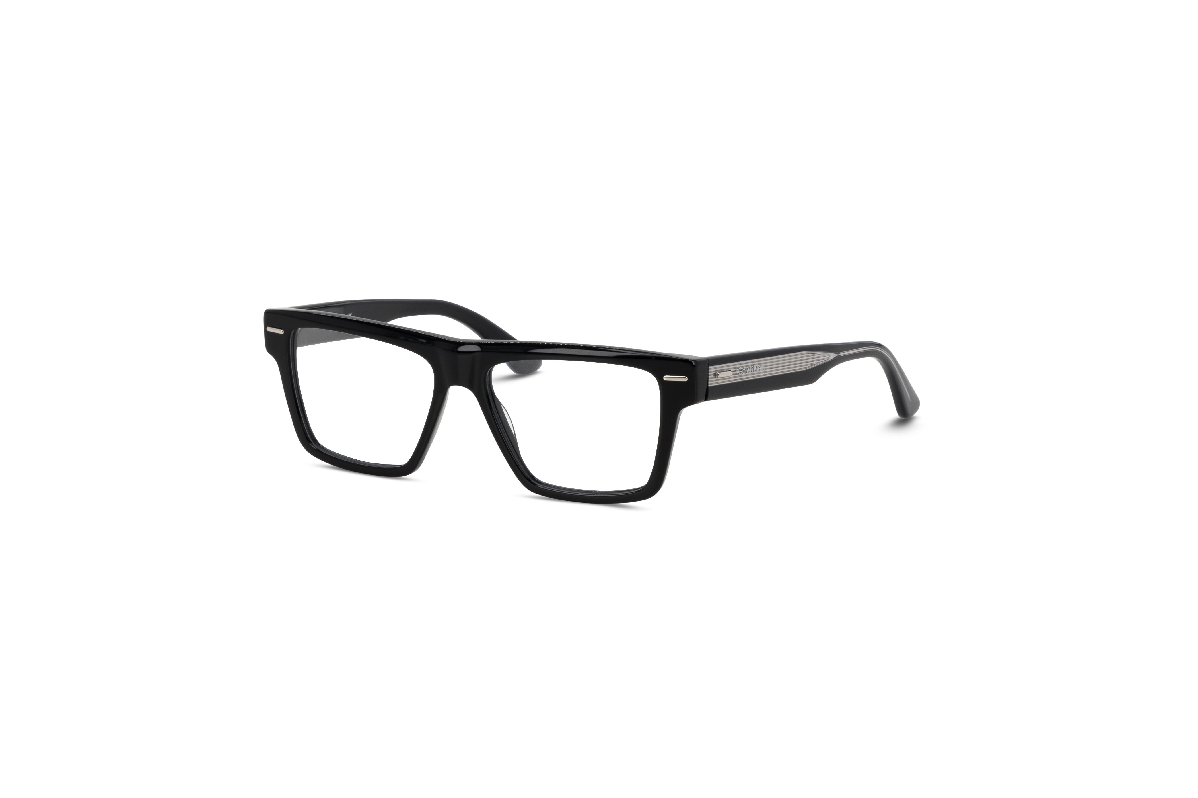 45° Ansicht der Brille Calvin Klein CK23522 in Schwarz auf weißem Hintergrund.