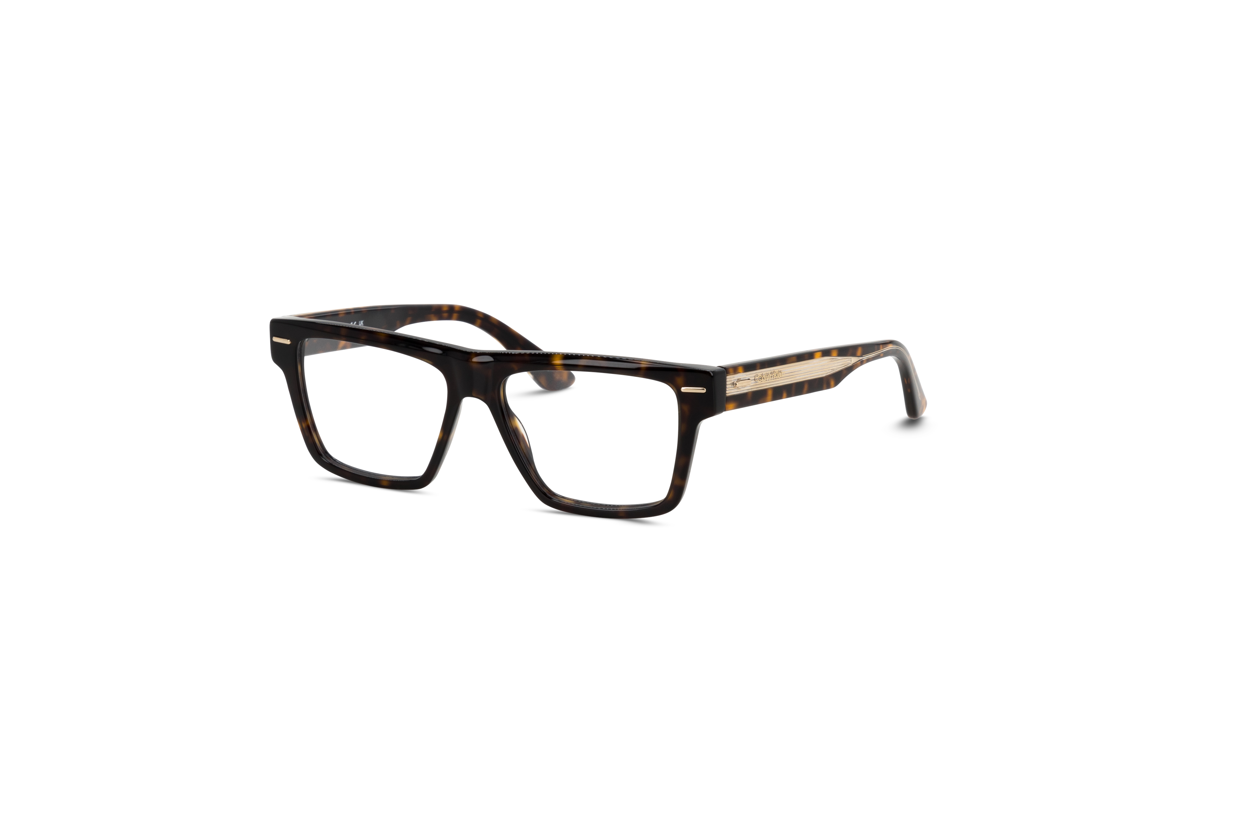 45° Ansicht der Brille Calvin Klein CK23522 in Havanna auf weißem Hintergrund.