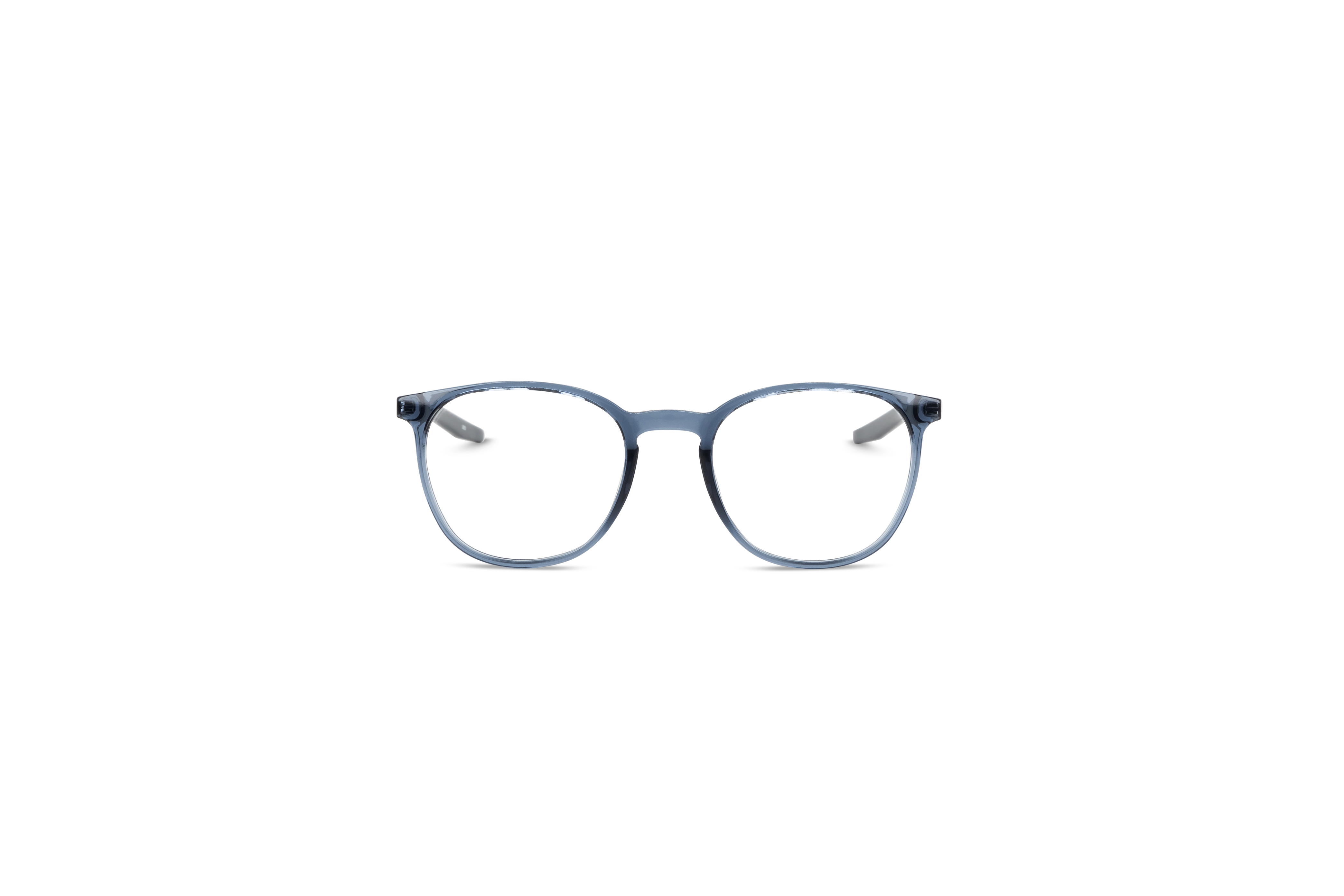 Die Brille Nike 7280 in Transparent auf weißem Hintergrund in Frontalansicht.