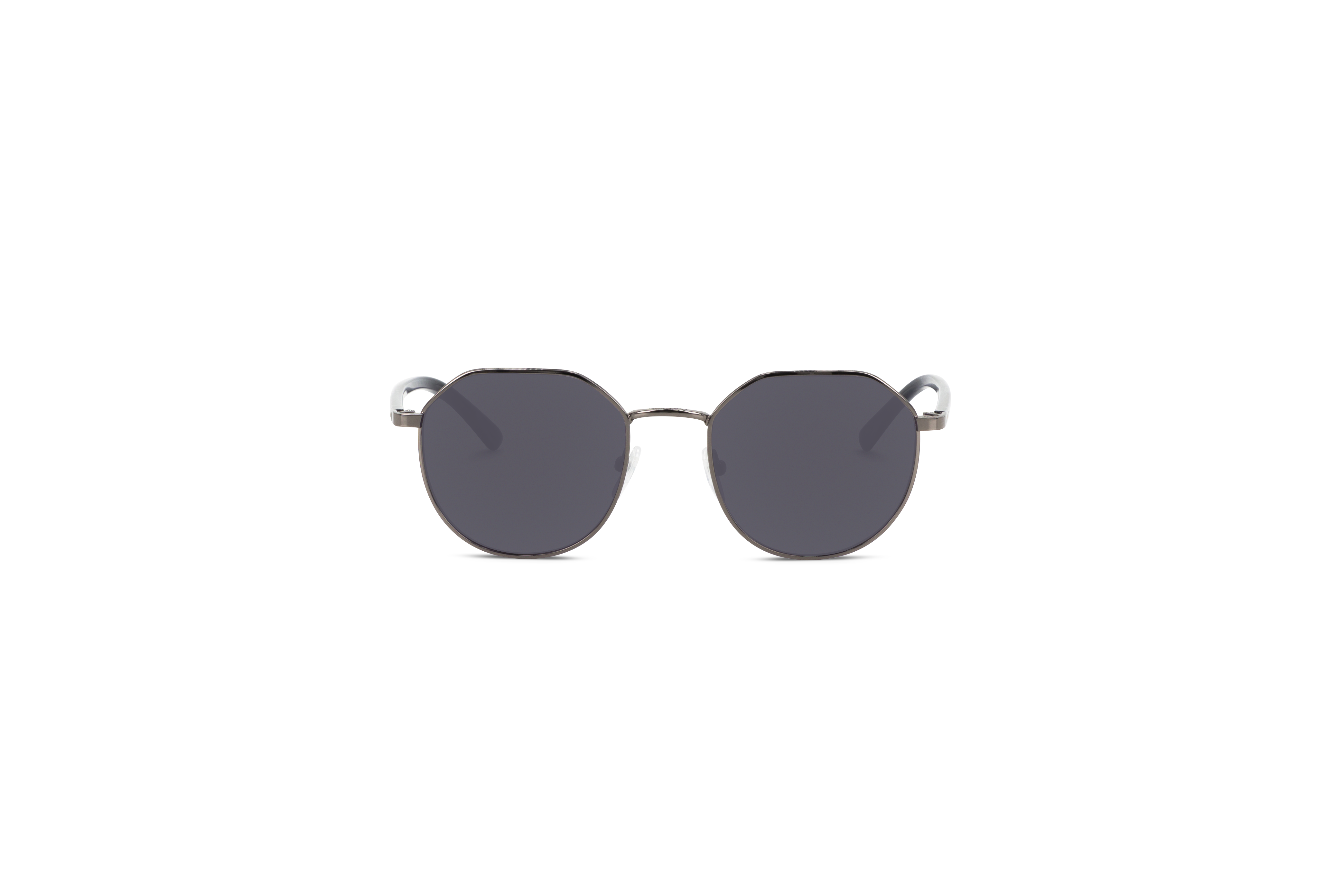 Die Sonnenbrille Calvin Klein CK22103S in Silber auf weißem Hintergrund in Frontalansicht.