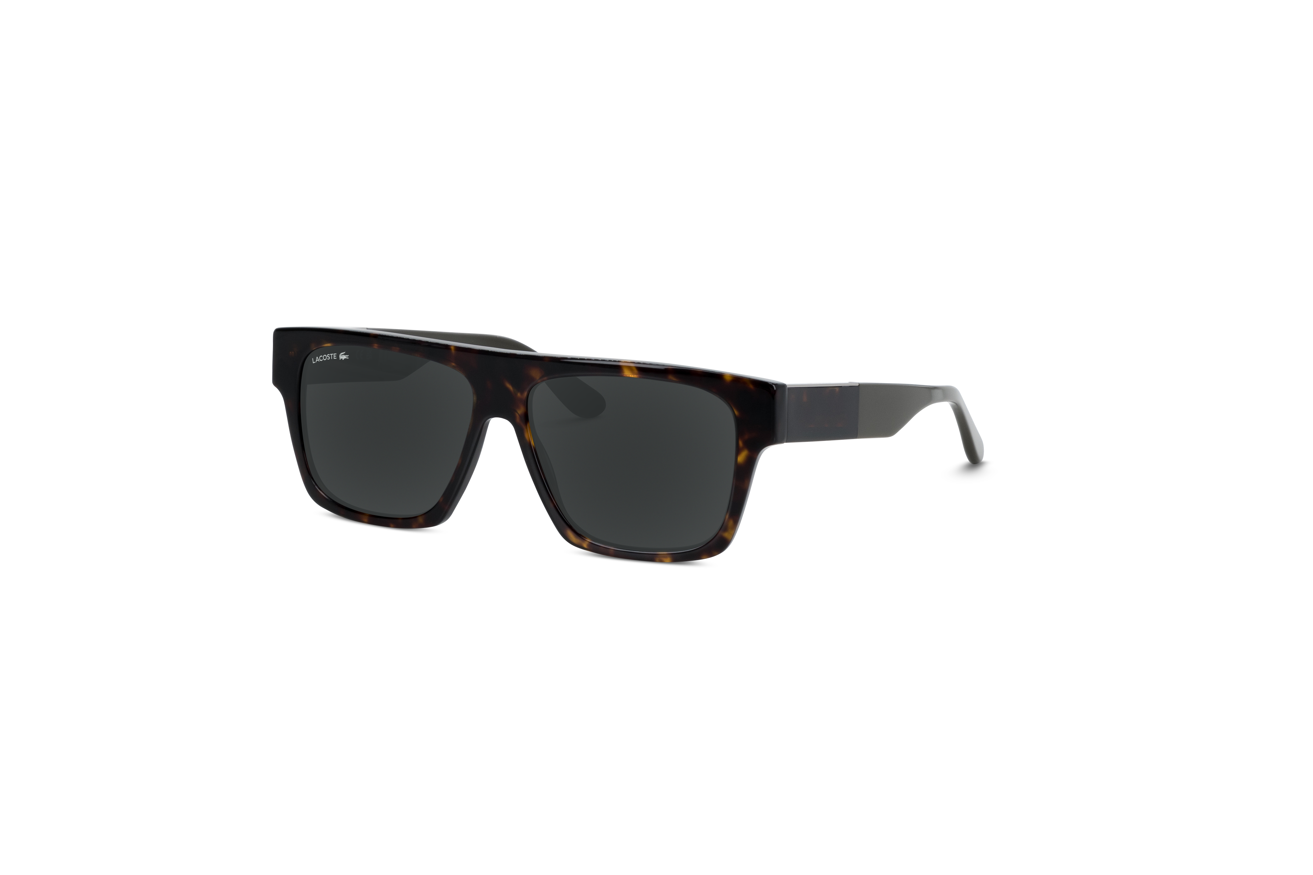 45° Ansicht der Sonnenbrille Lacoste L984S in Havanna auf weißem Hintergrund.