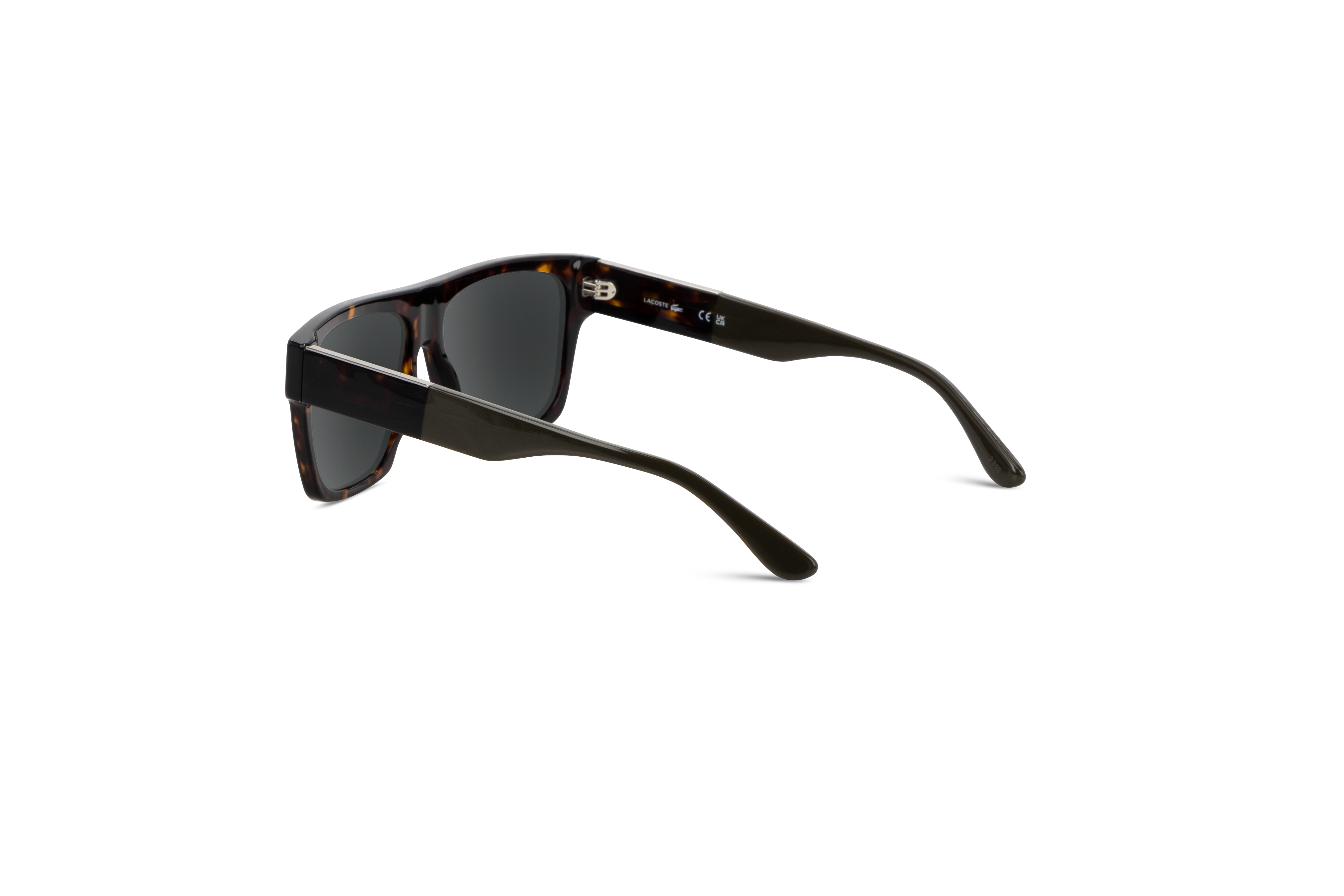 Die Sonnenbrille Lacoste L984S in Havanna mit Innenansicht.