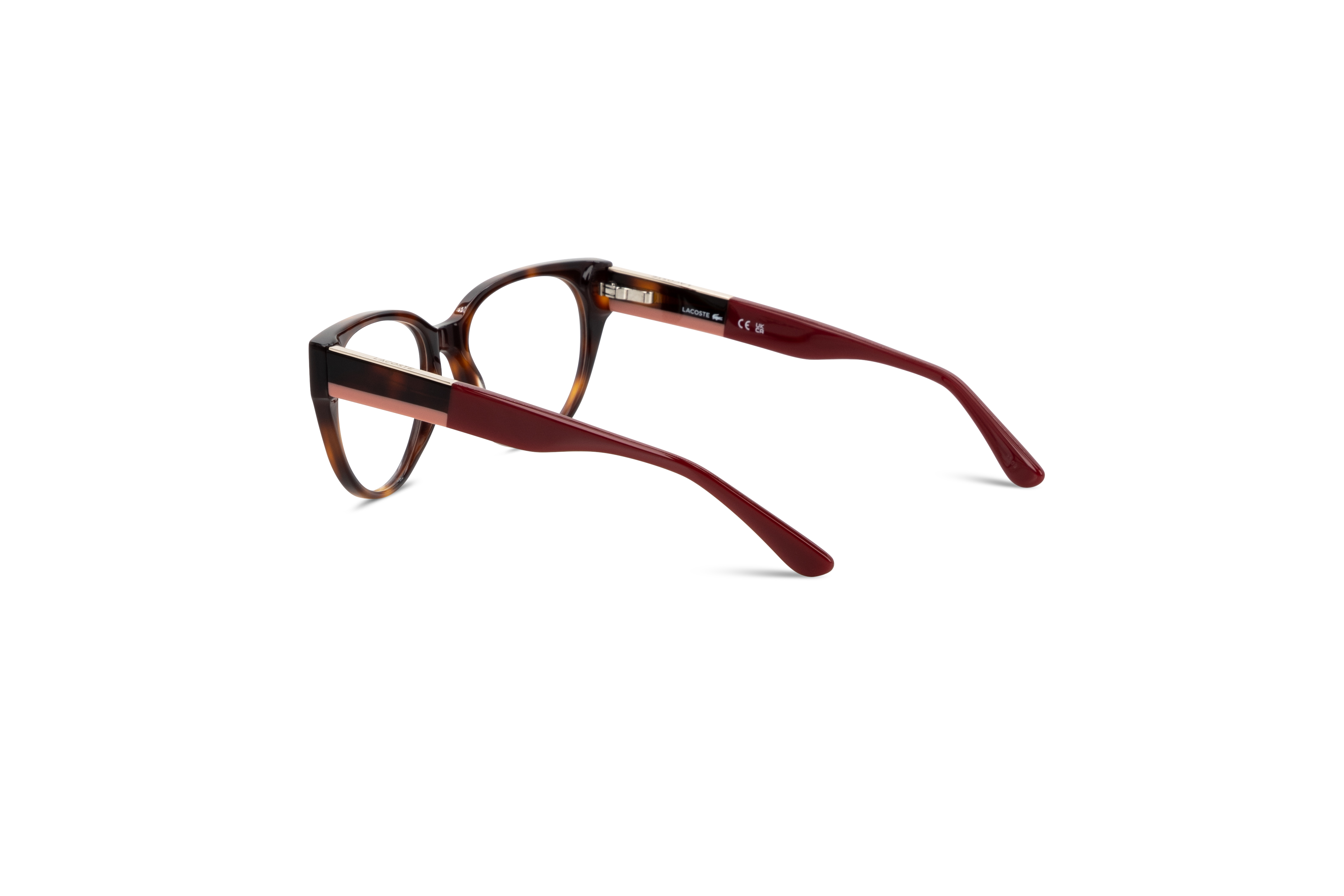 Die Brille Lacoste L2906 in Havanna mit Innenansicht.