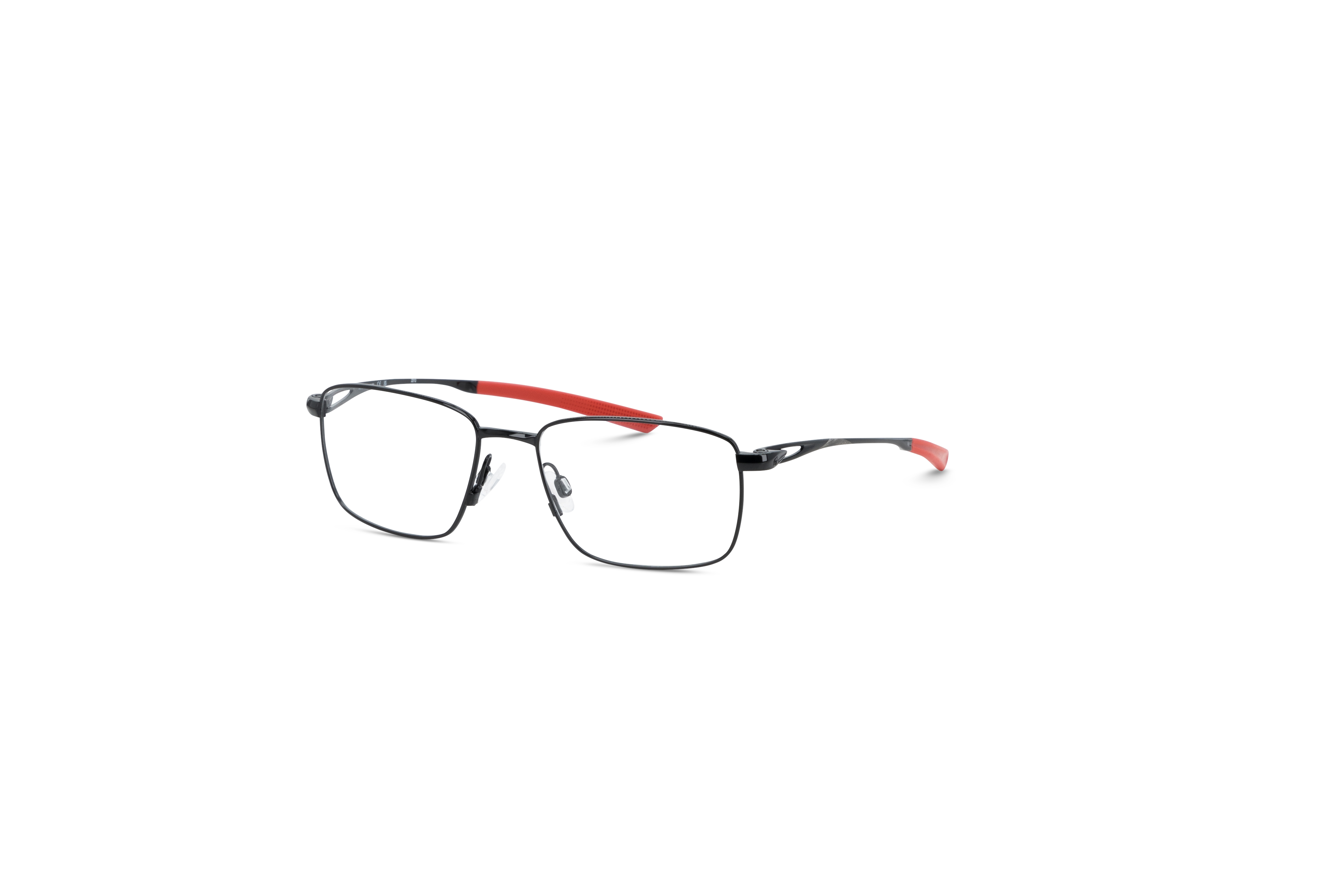45° Ansicht der Brille Nike 6046 in Schwarz auf weißem Hintergrund.
