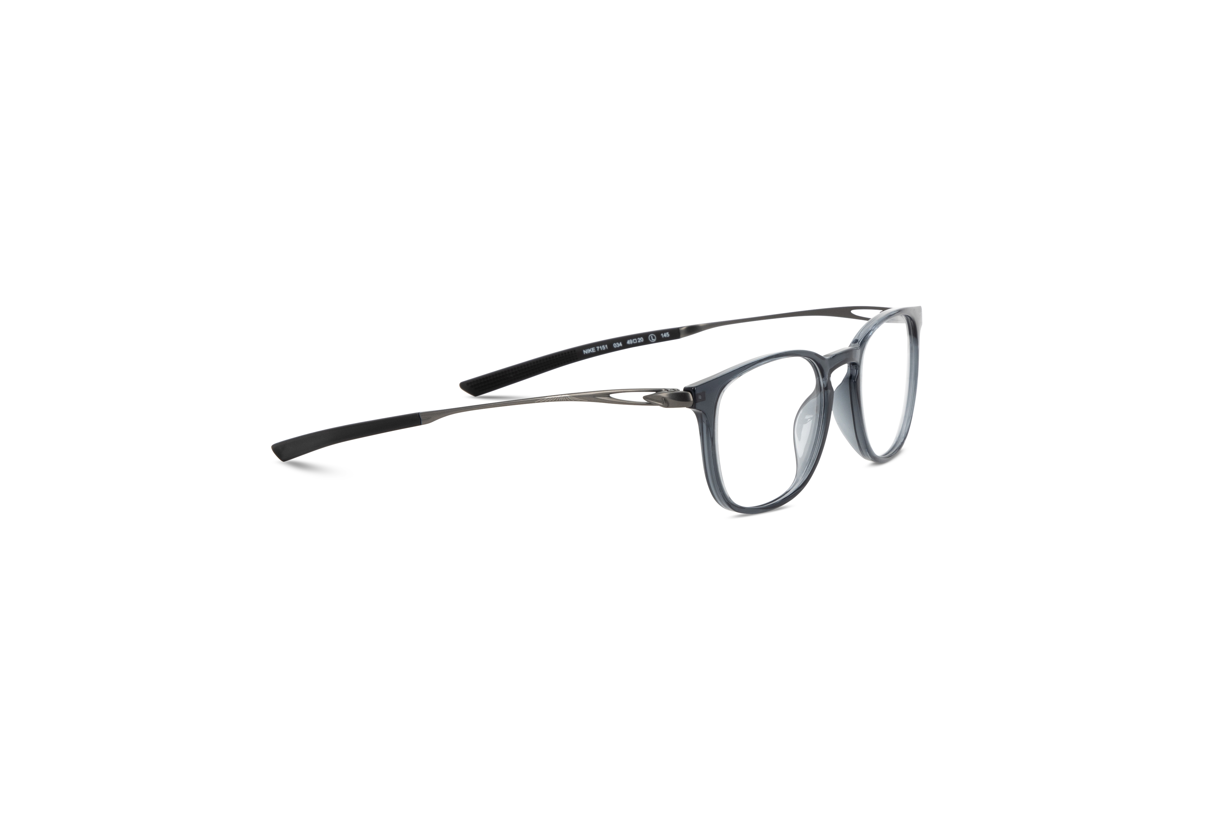 Die Brille Nike 7151 in Grau mit Seitenansicht.