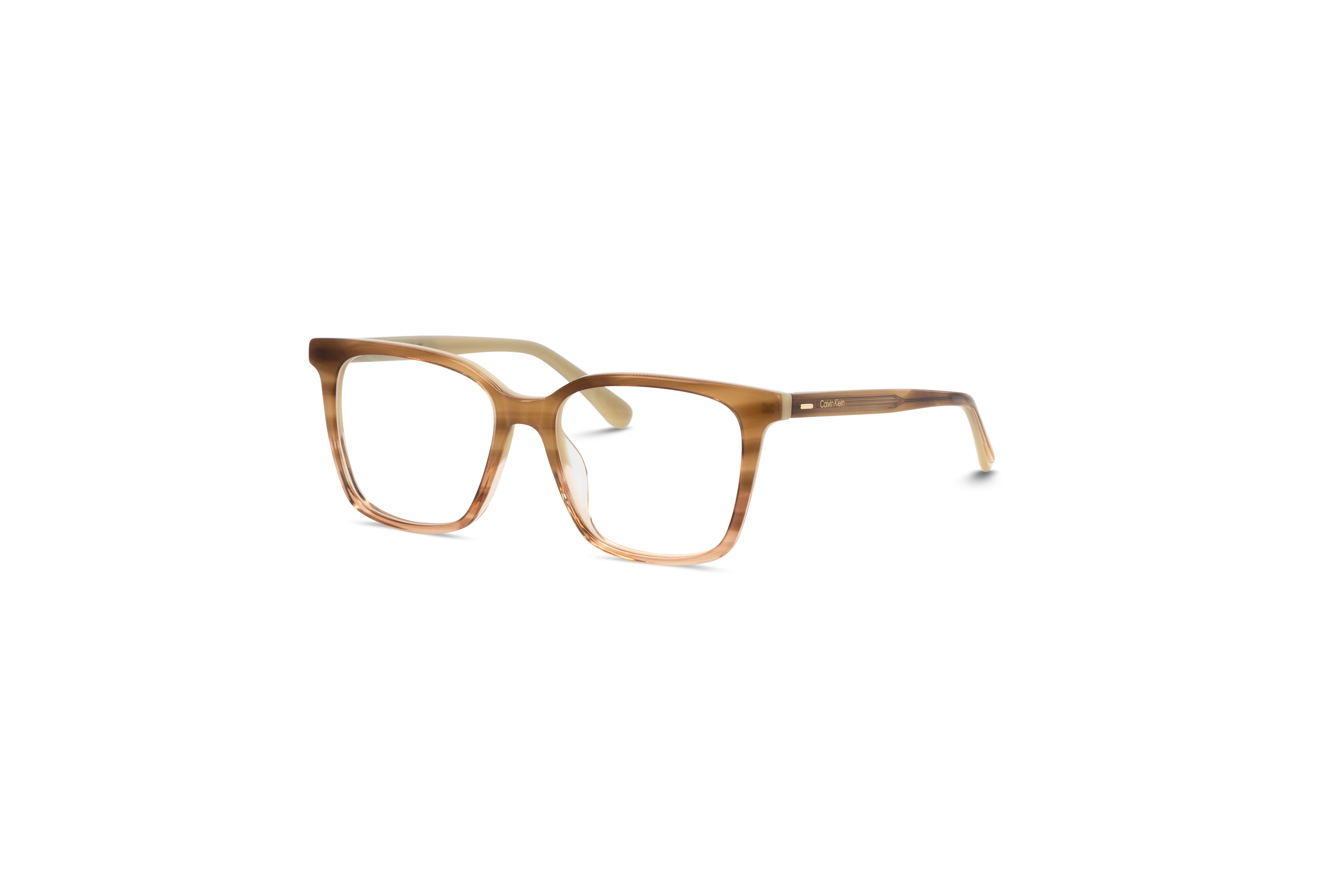 45° Ansicht der Brille Calvin Klein CK22540 in Braun auf weißem Hintergrund.