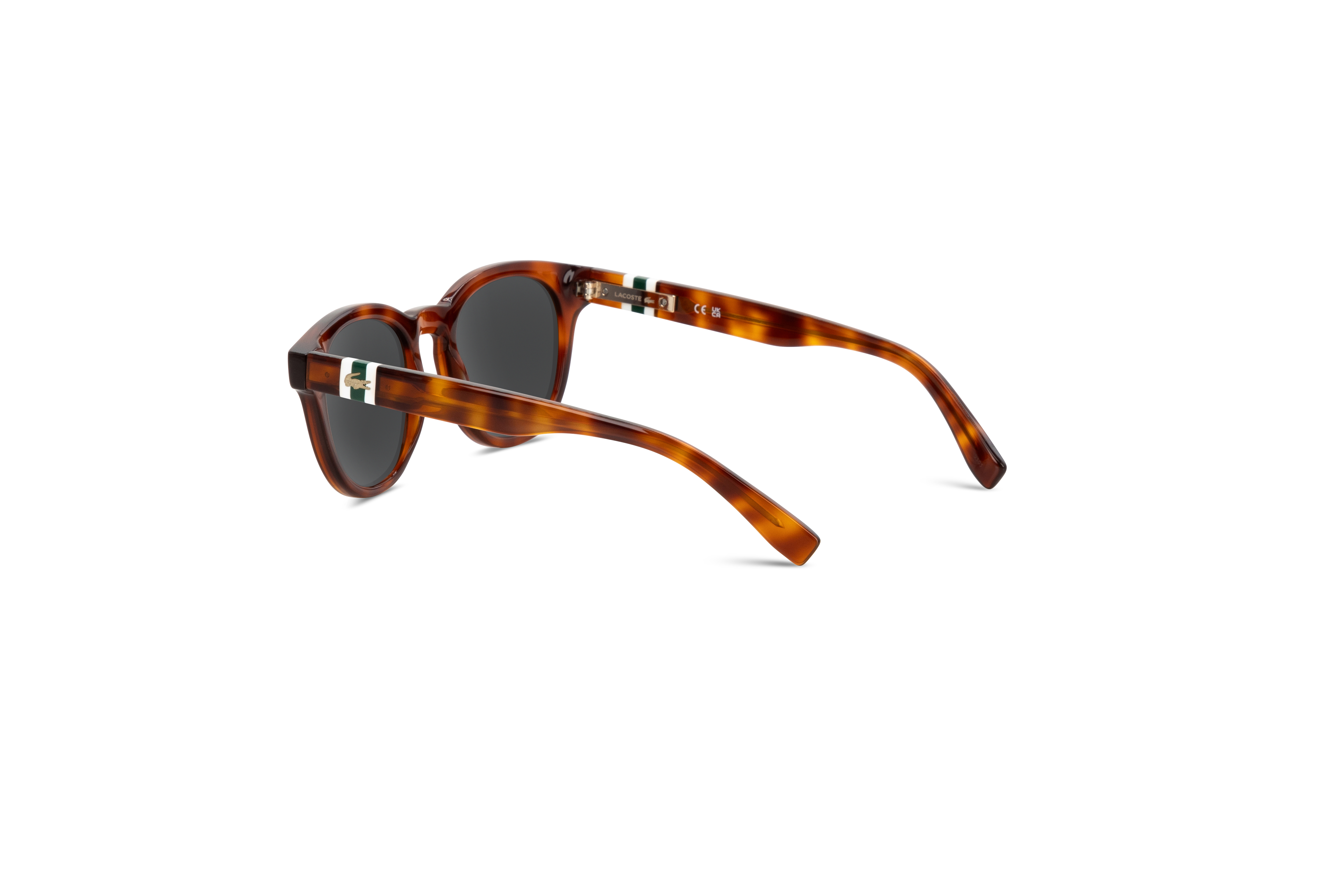 Die Sonnenbrille Lacoste L6006S in Havanna mit Innenansicht.