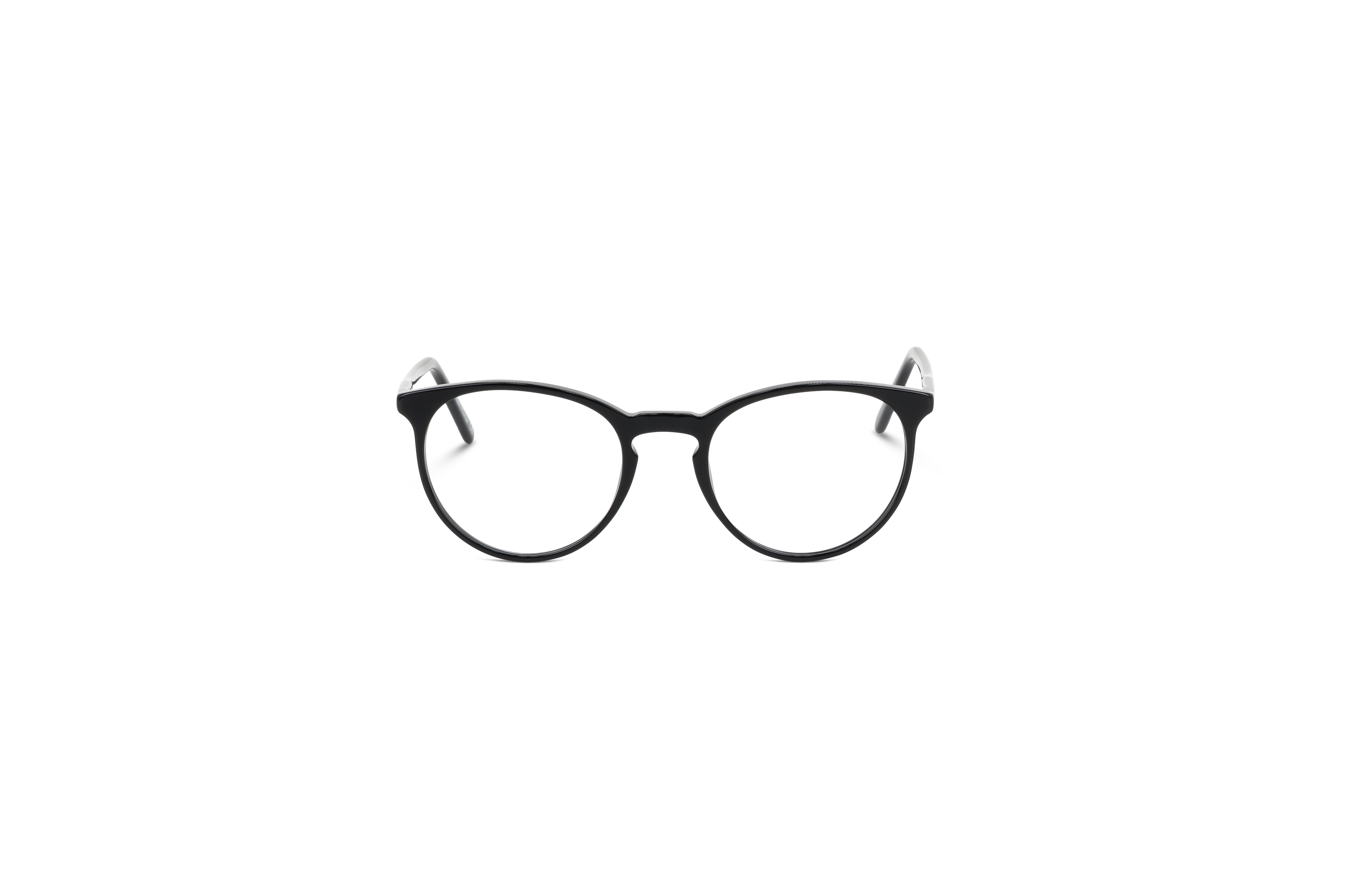 Die Brille KIND Tabit in Schwarz auf weißem Hintergrund in Frontalansicht.