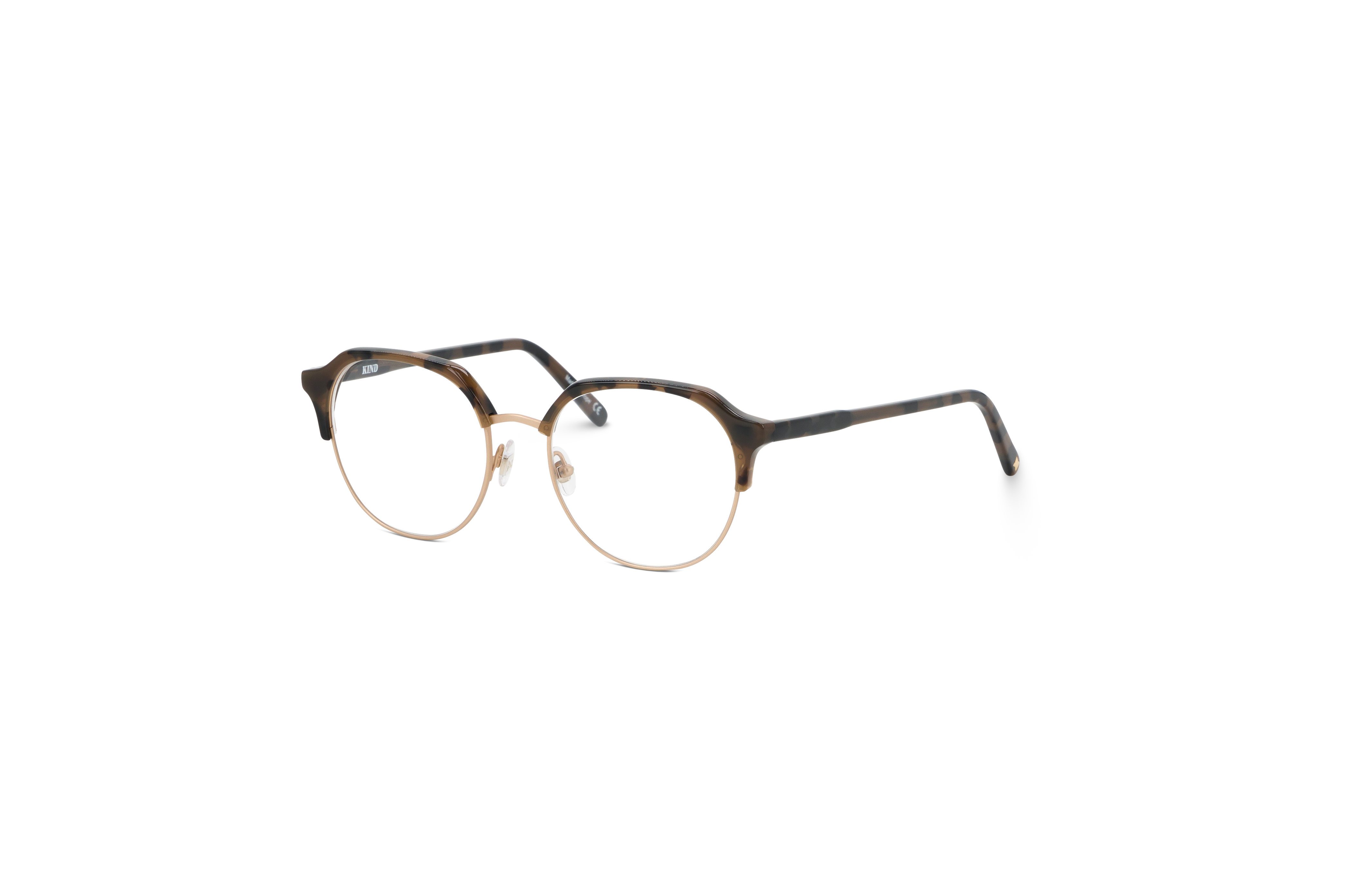 45° Ansicht der Brille KIND Libertas in Havanna auf weißem Hintergrund.